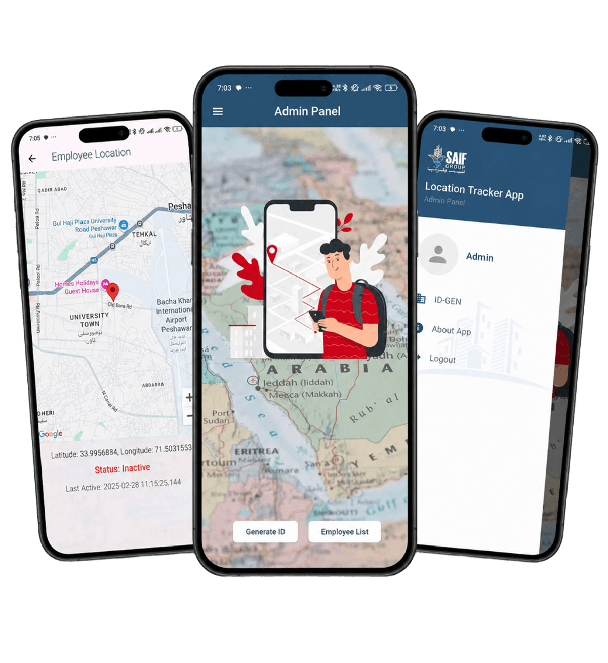SaifLocators mobile application screens
